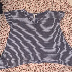 Blue and white flared out striped tee. Lightweight